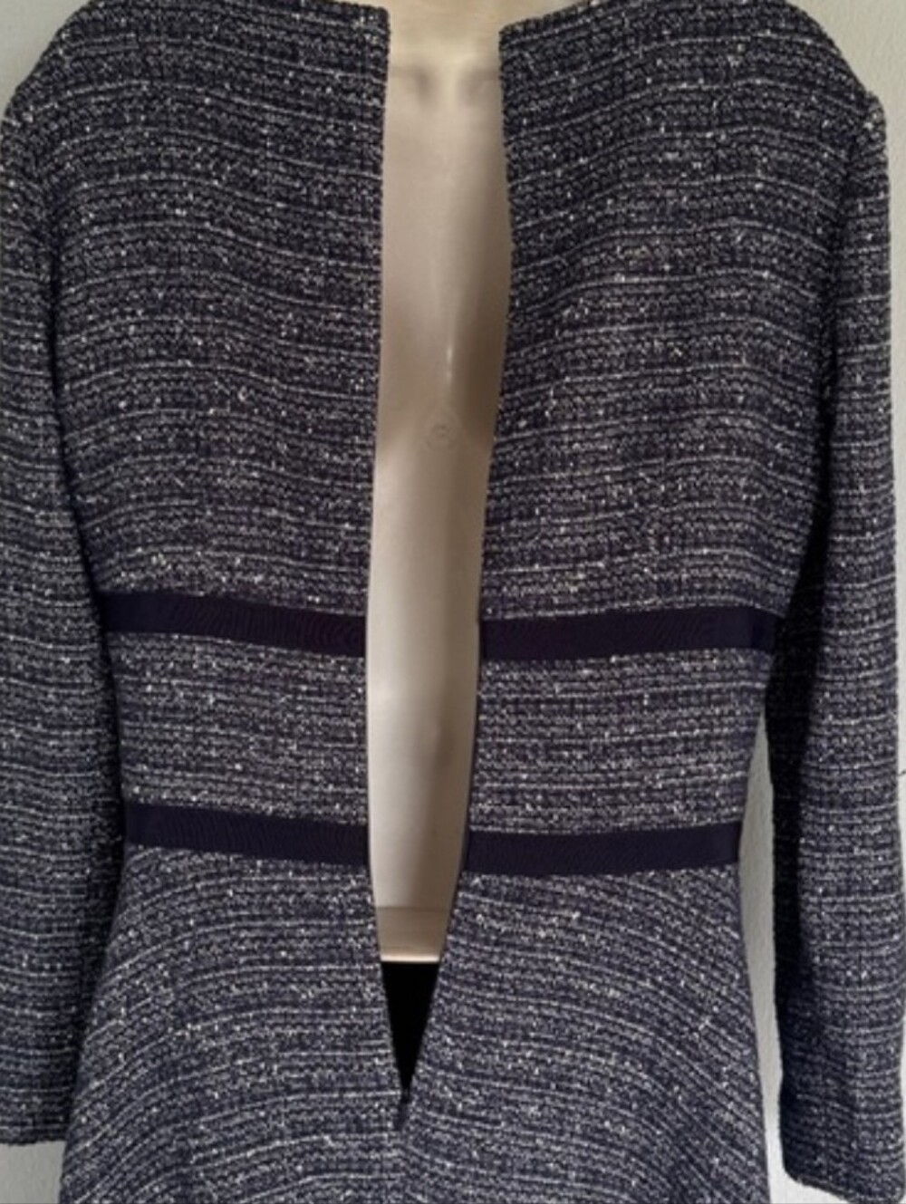 The Fold Of London Southerby Tweed A Line Dress, UK 12 (US 8), Navy Blue Multi - Picture 8 of 10